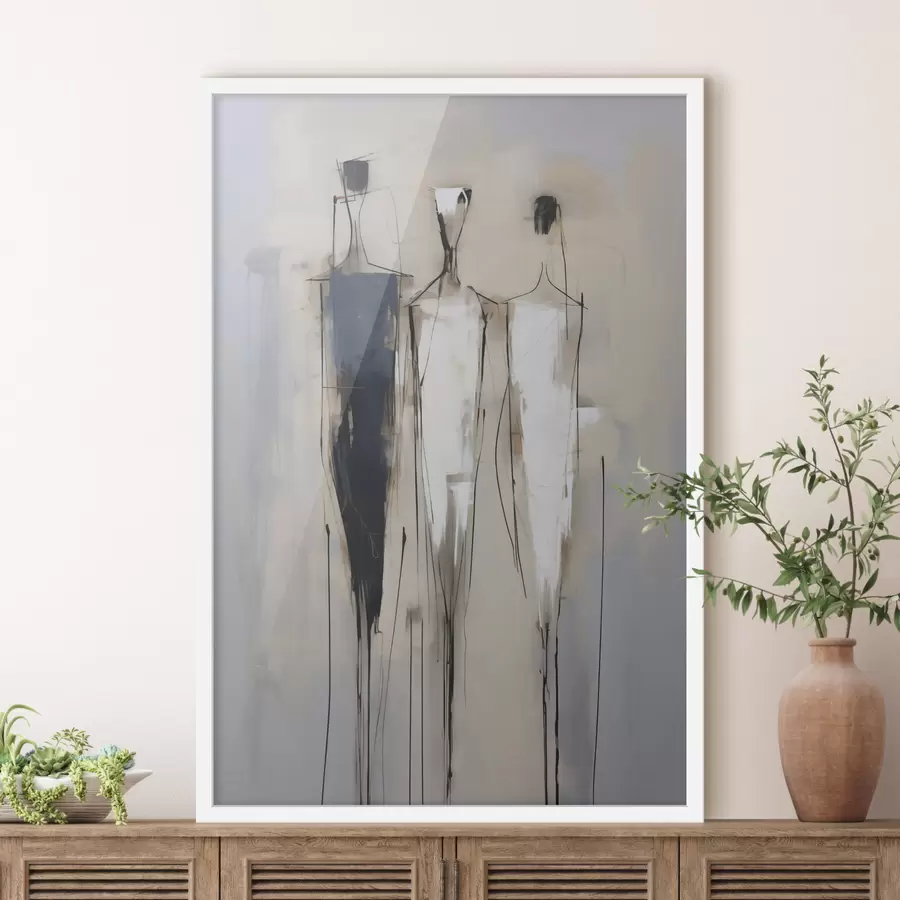 Fotobehang Abstracte silhouetten in schilderstijl f50849