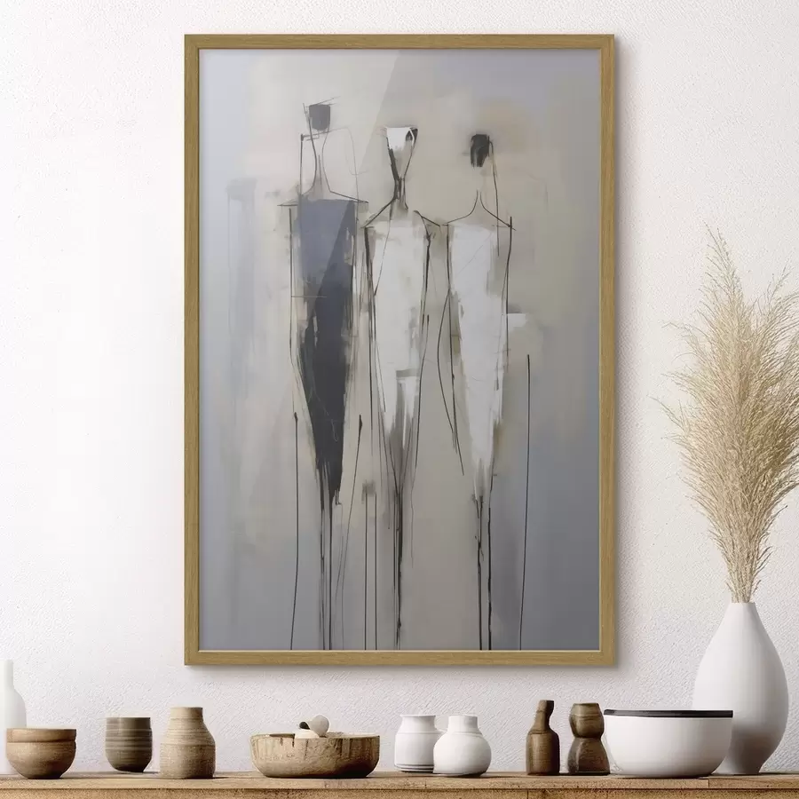 Fotobehang Abstracte silhouetten, schilderijimitatie f50849