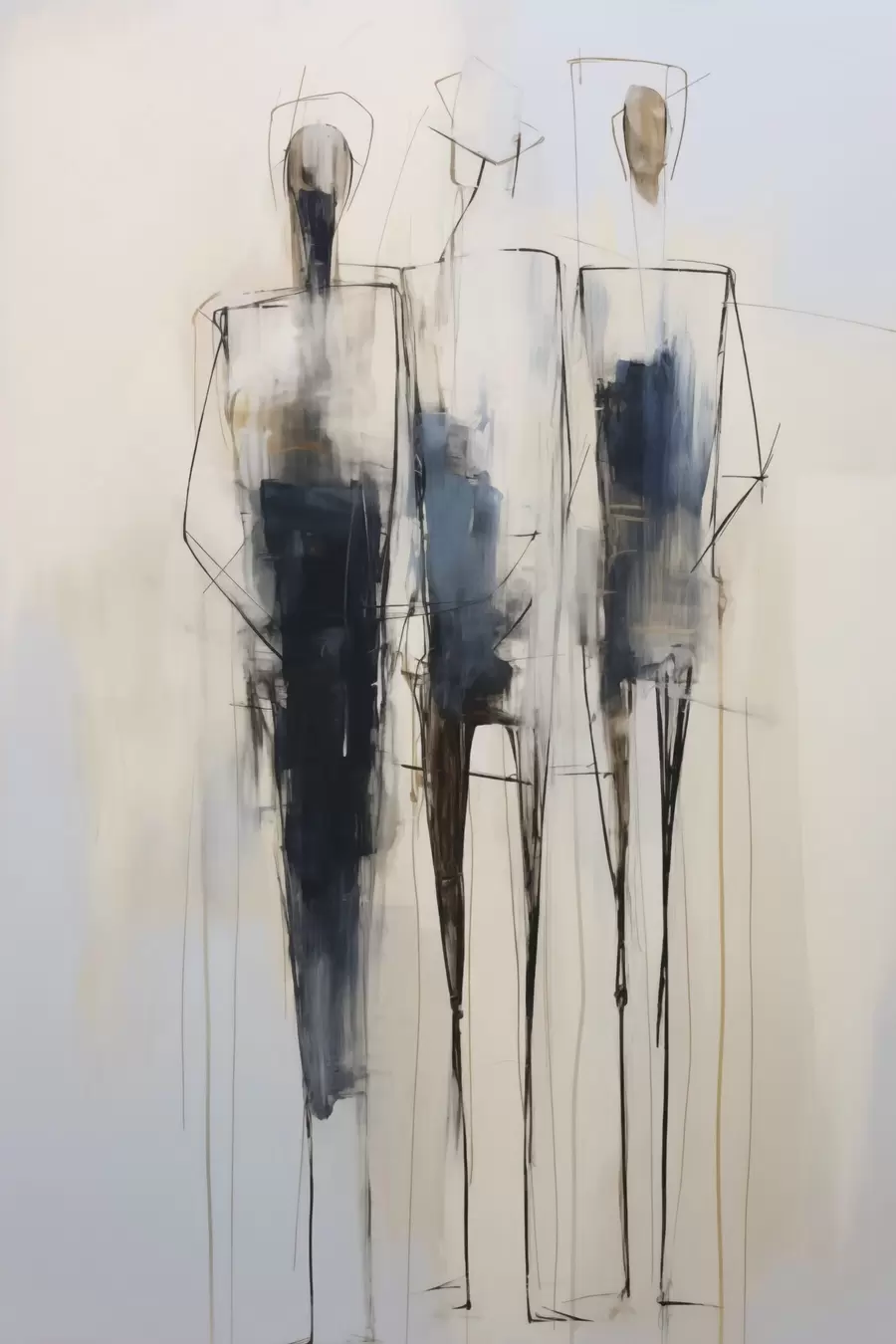 Fotobehang Abstracte silhouetten, schilderijimitatie f50850