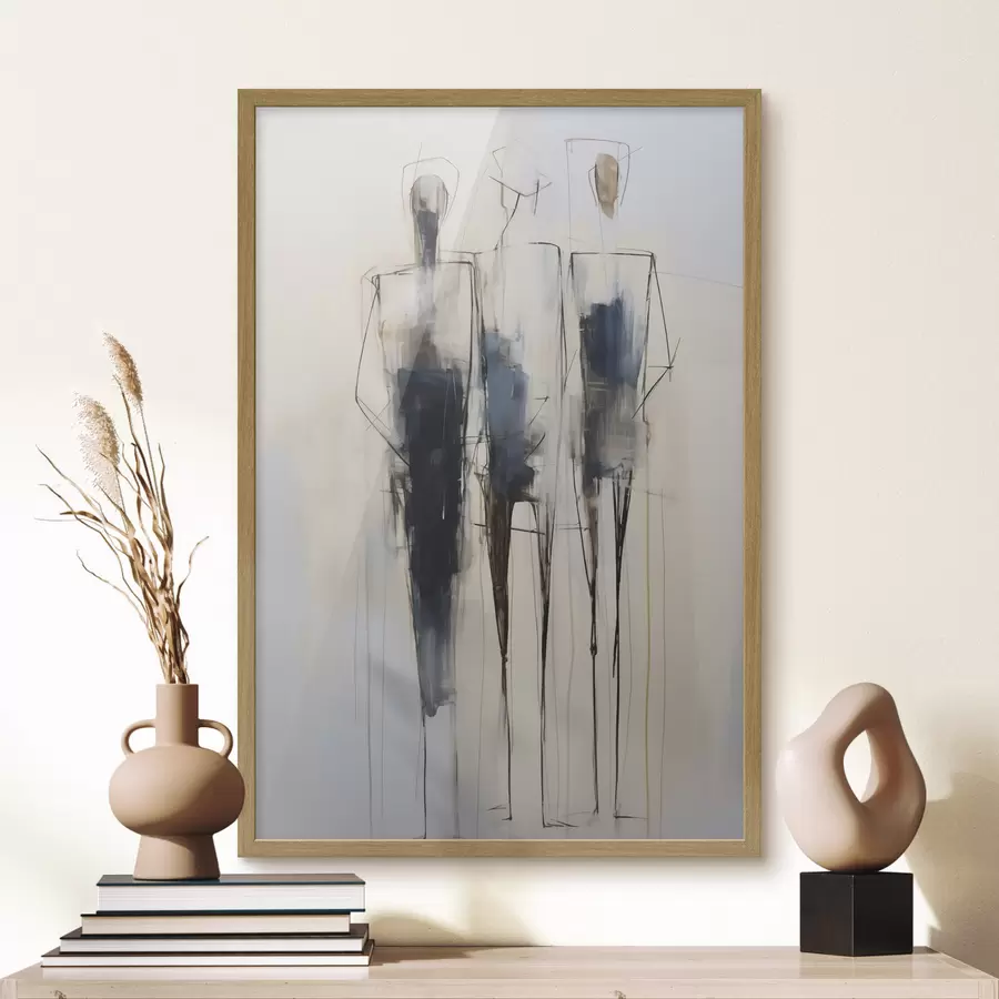 Fotobehang Abstracte silhouetten, schilderijimitatie f50850