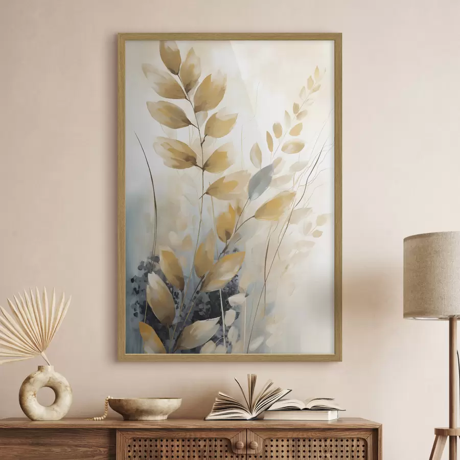 Fotobehang Tak met bladeren, imitatieschilderij f50851