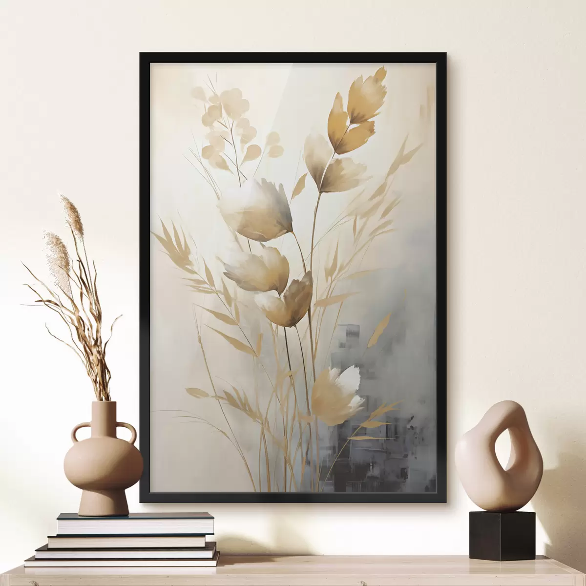 Poster Decoratieve tak met bladeren, imitatieschilderij f50852