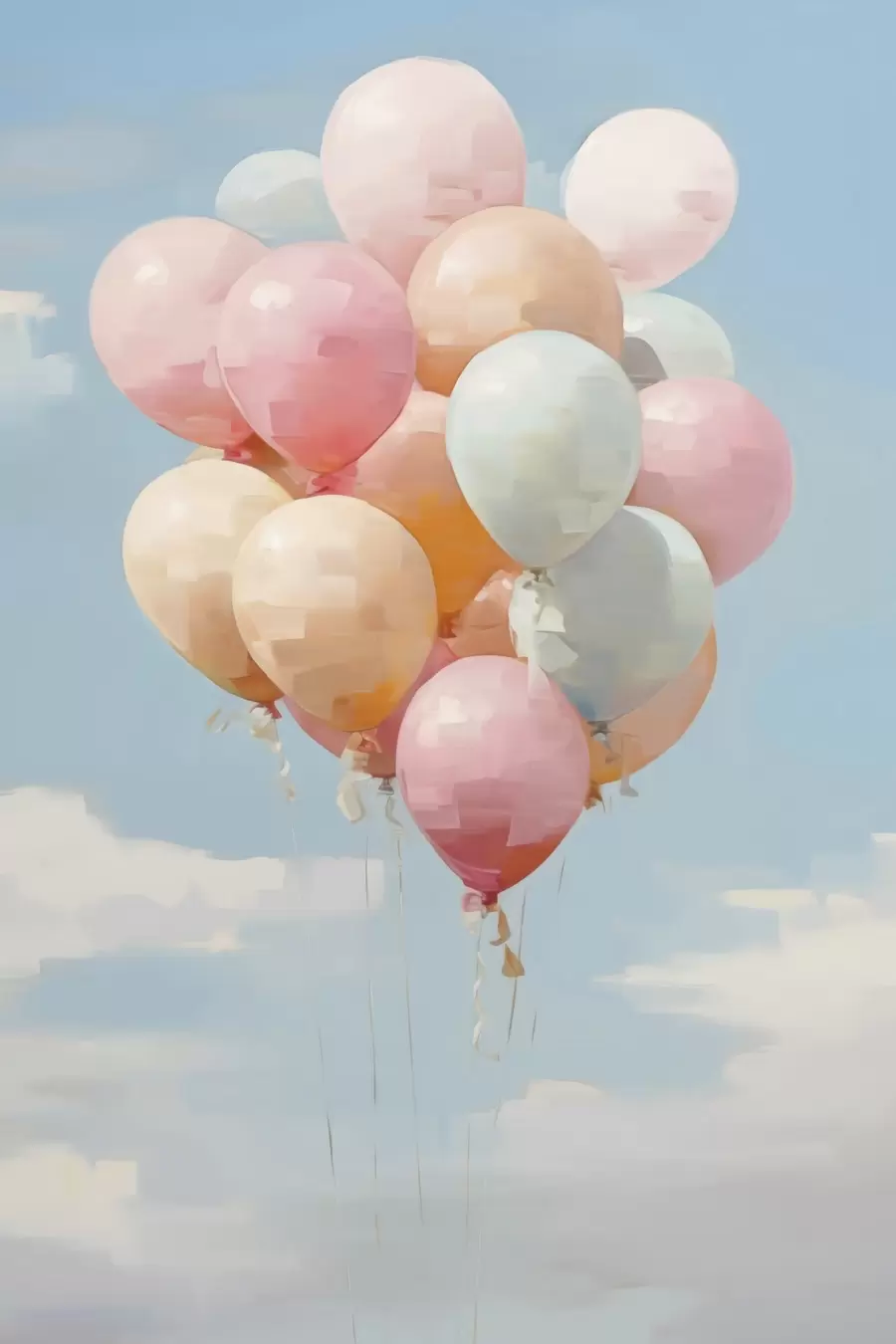 Fotobehang Ballonnen, schilderij in imitatie f50854