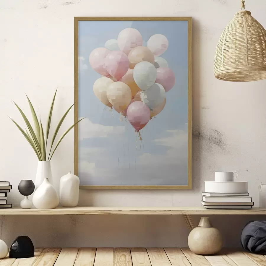 Fotobehang Ballonnen, schilderij in imitatie f50854