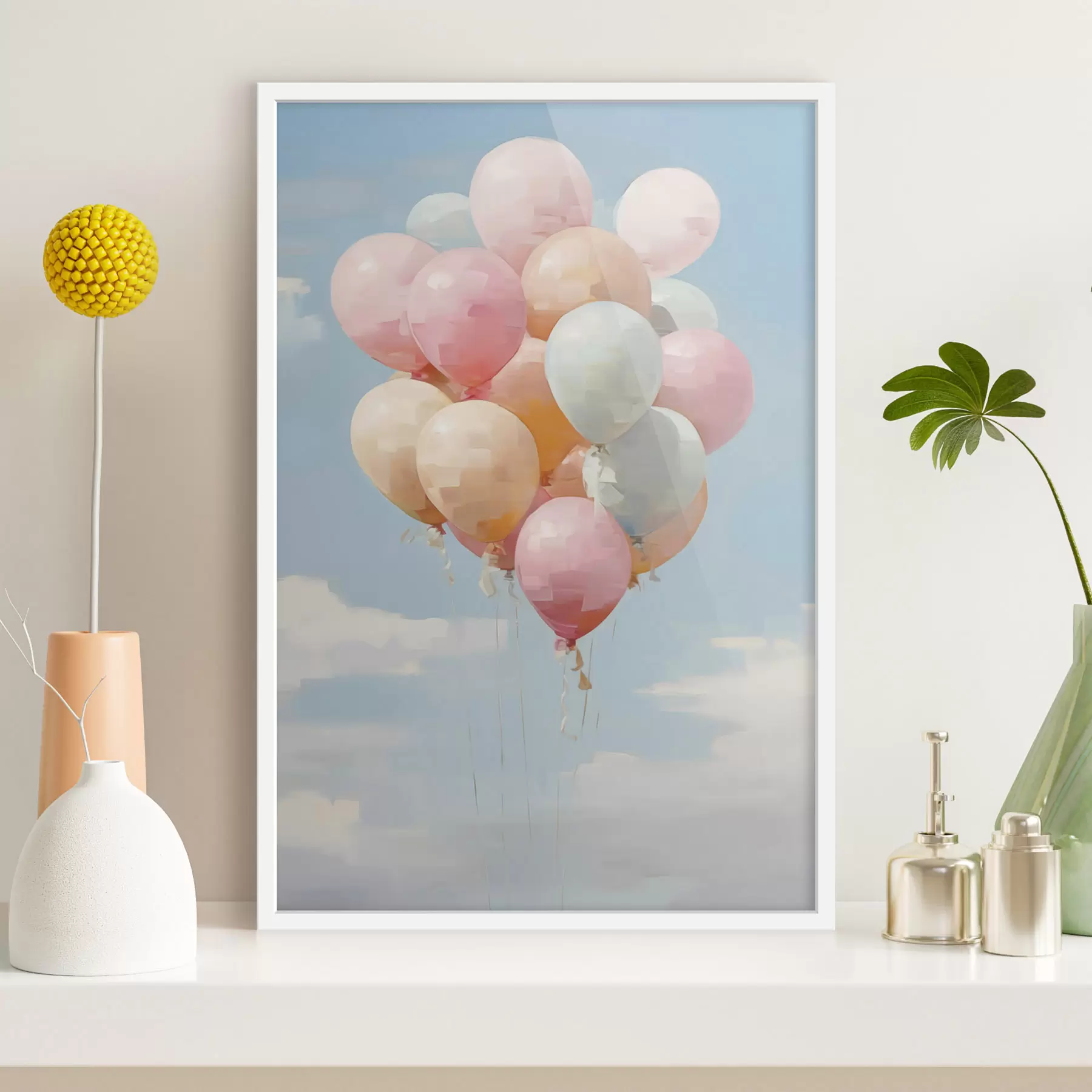 Fotobehang Ballonnen, schilderij in imitatie f50854