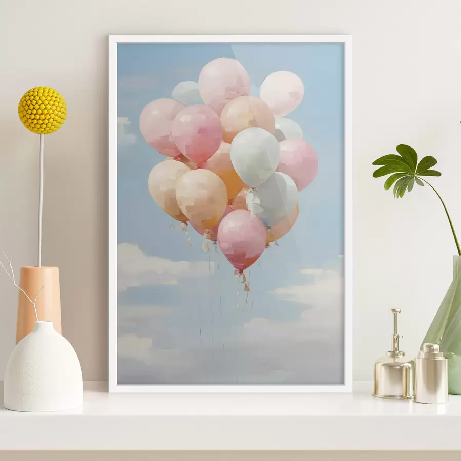 Fotobehang Ballonnen, schilderij in imitatie f50854