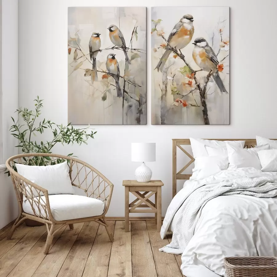  Schilderijen Abstracte vogels, naar een schilderij m31023