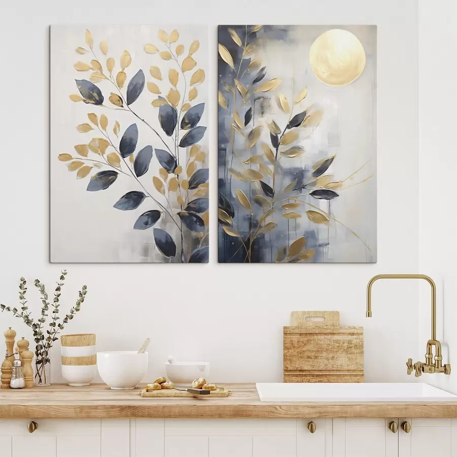  Schilderijen Sierlijke takjes, schilderij in imitatie m31024
