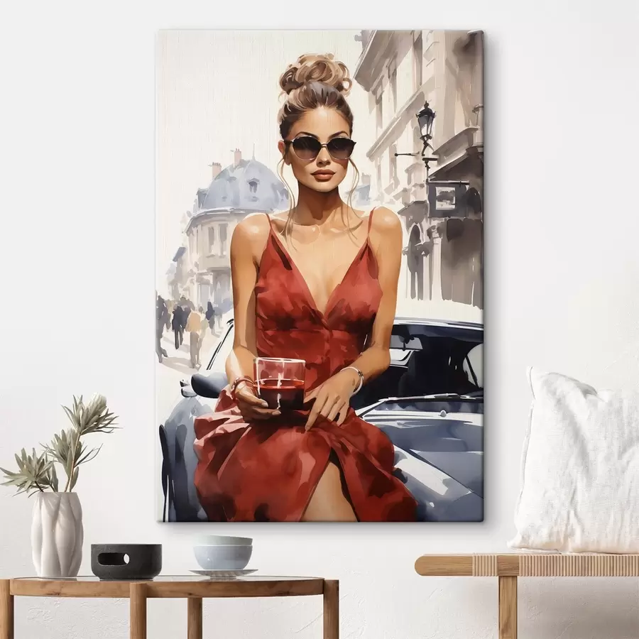  Schilderijen Woman in Red van Convertible s50745