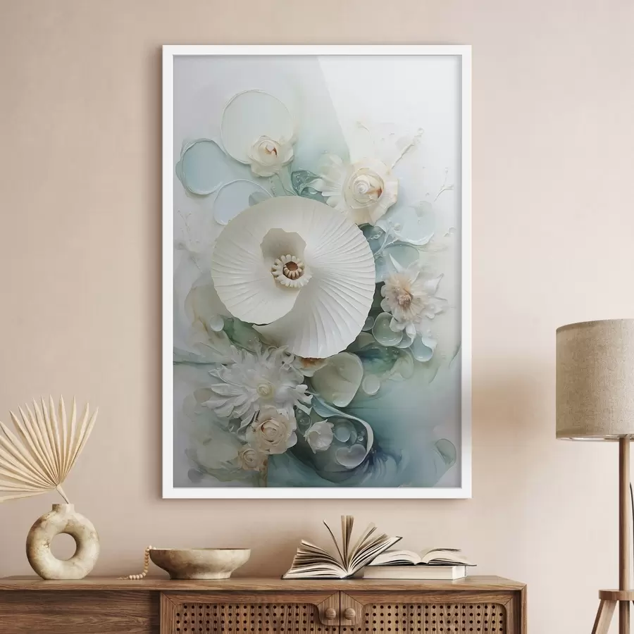 Fotobehang Witte waterlelie in smaragdgroen water f50742