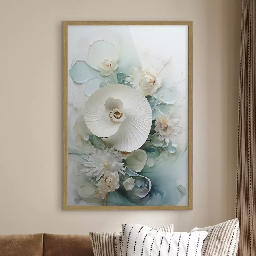 Fotobehang Witte waterlelie in smaragdgroen water f50742