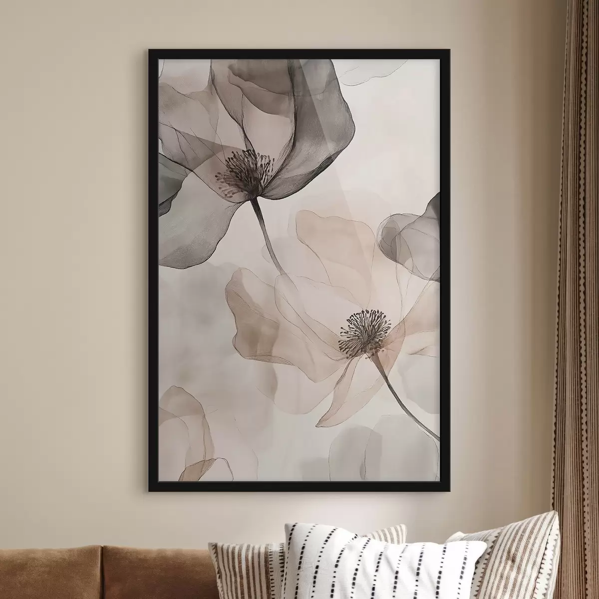 Poster Doorschijnende bloemen in de nevel f50750