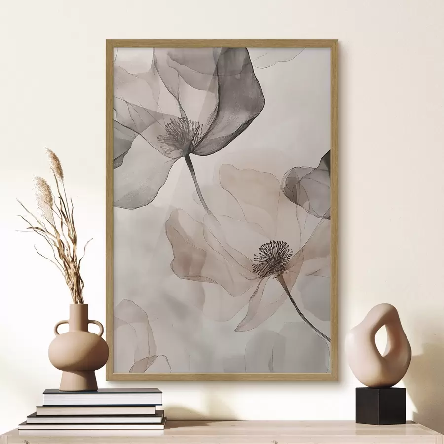Fotobehang Doorschijnende bloemen in de nevel f50750