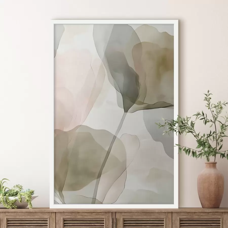 Fotobehang Verfijnde botanische kunst in pasteltinten f50751