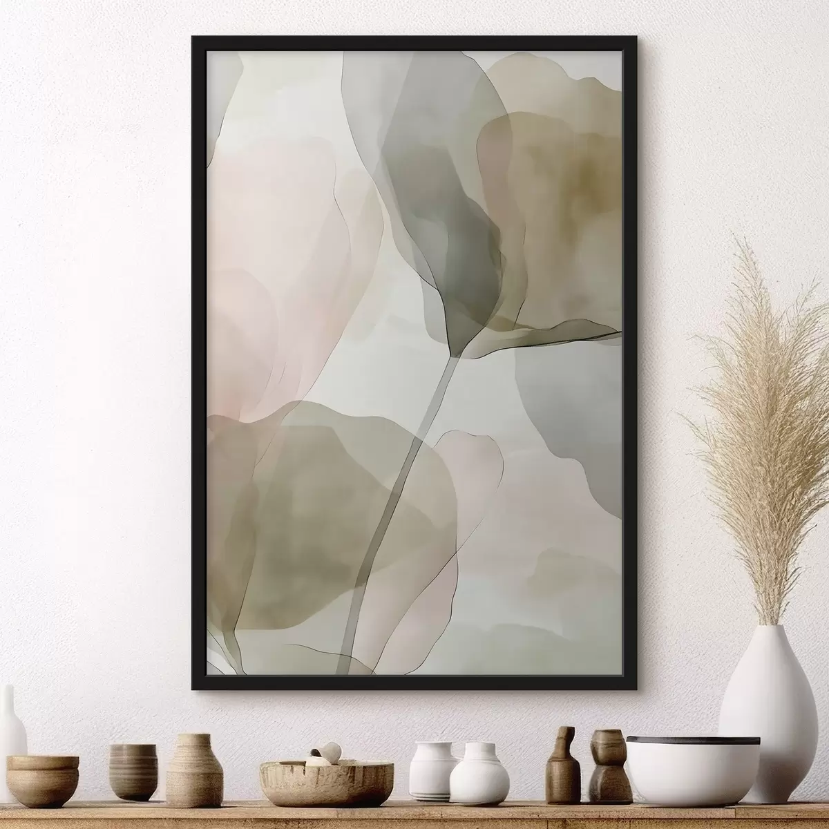 Poster Verfijnde botanische kunst in pasteltinten f50751