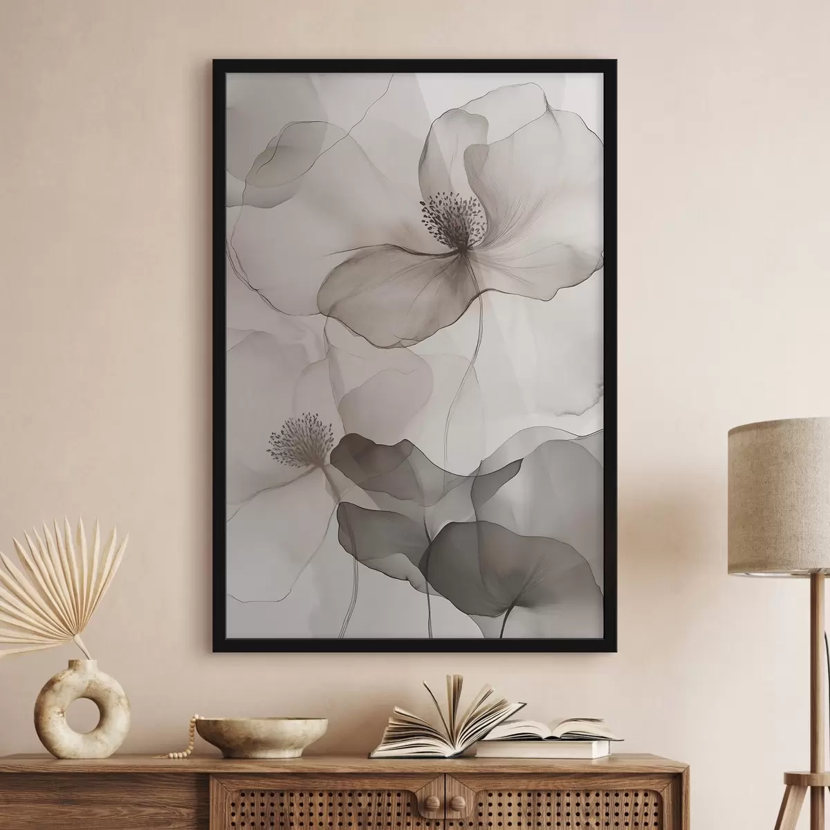 Poster Doorzichtige bloemmotieven f50752