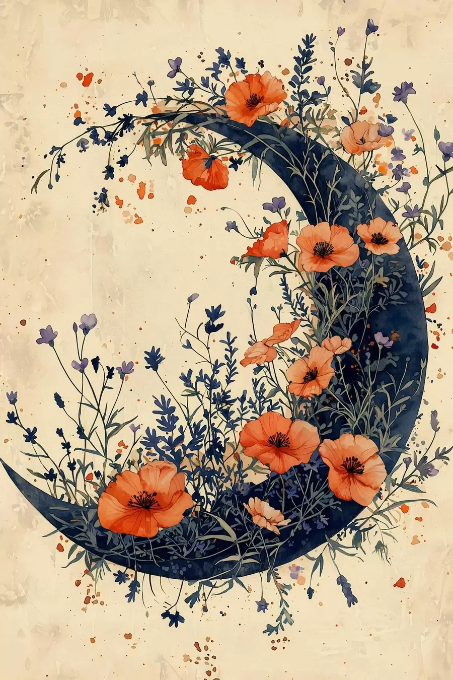 Fotobehang Halve maan van wilde bloemen f50753