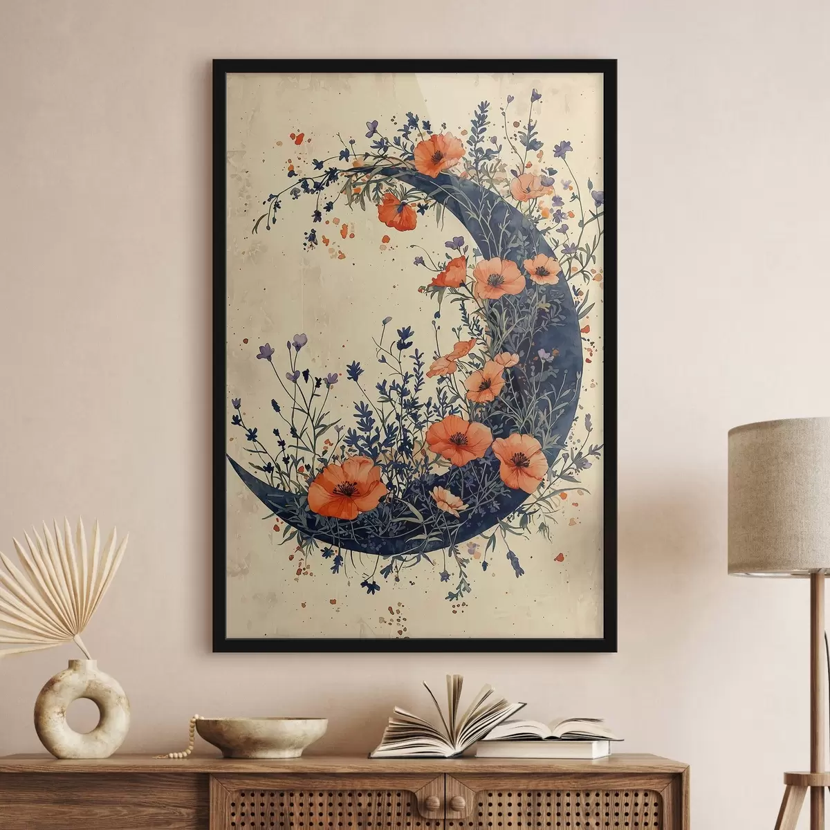 Poster Halve maan van wilde bloemen f50753