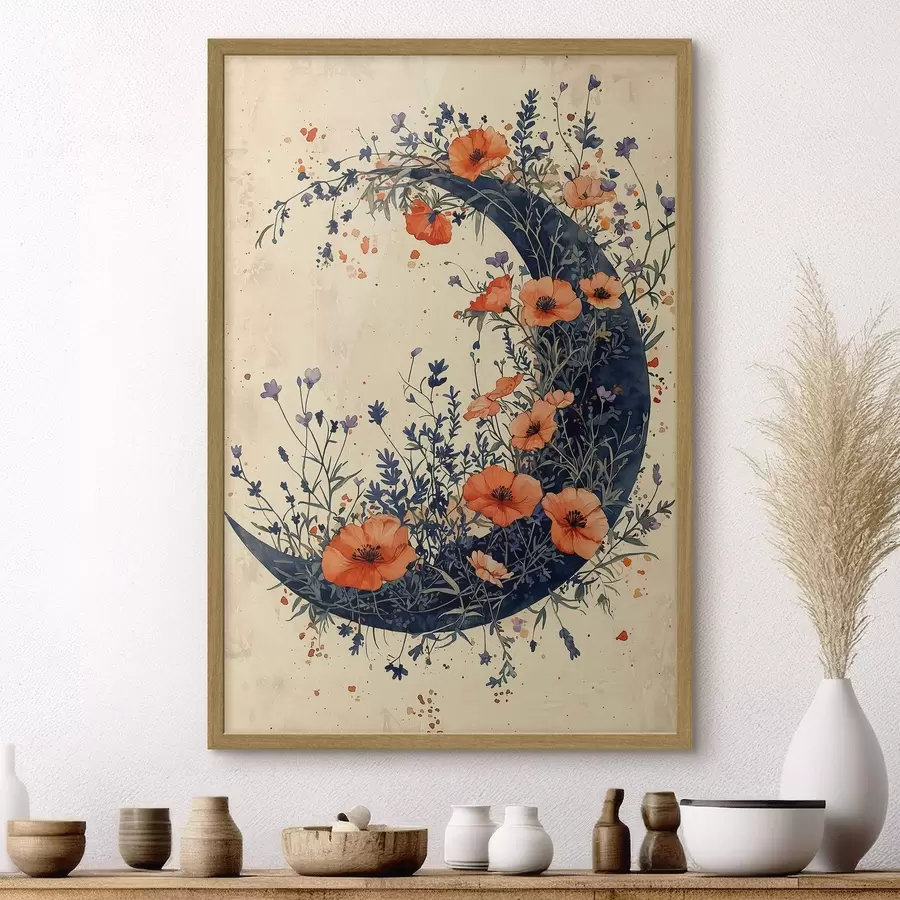 Fotobehang Halve maan van wilde bloemen f50753