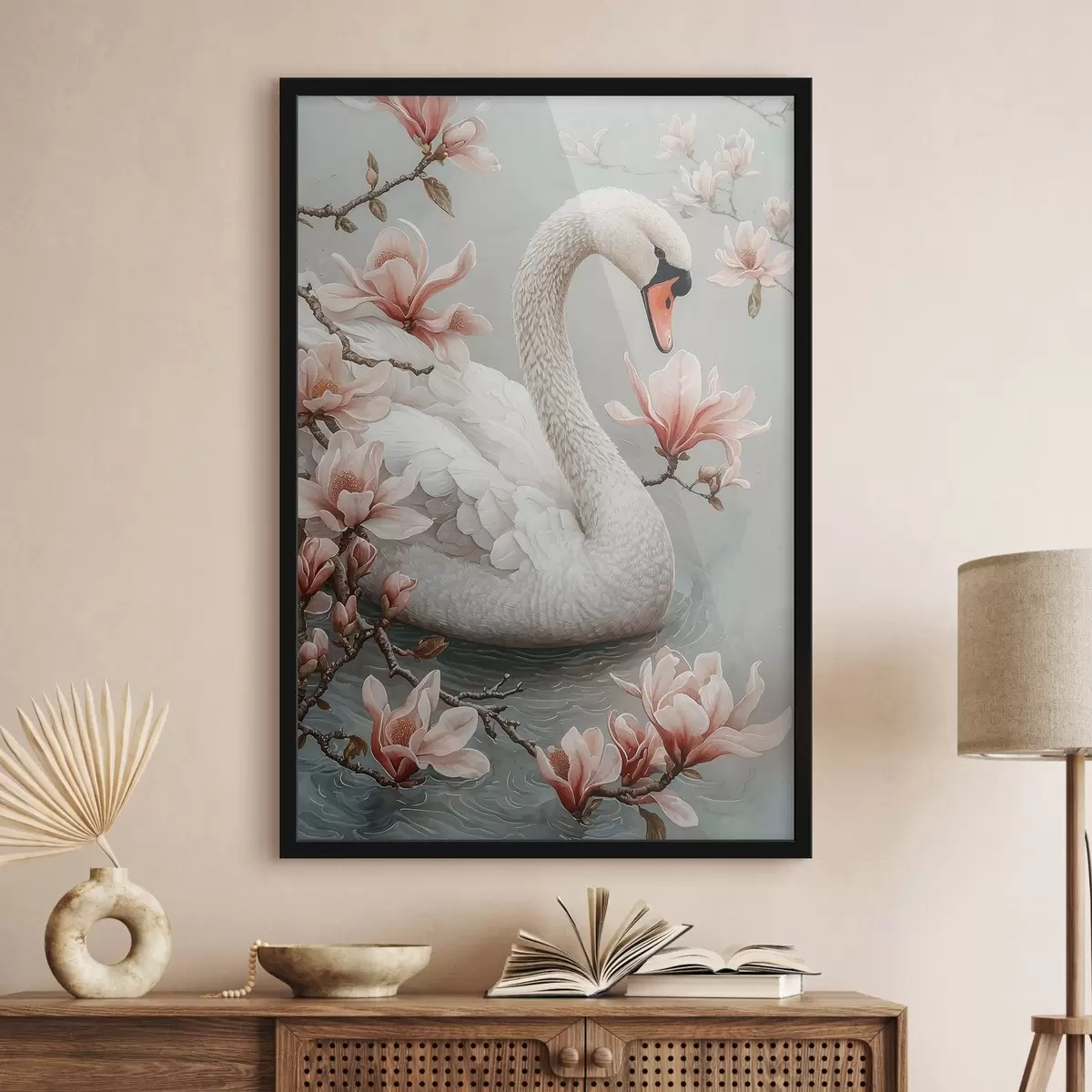 Poster Sneeuwwitte gratie aan het water f50754