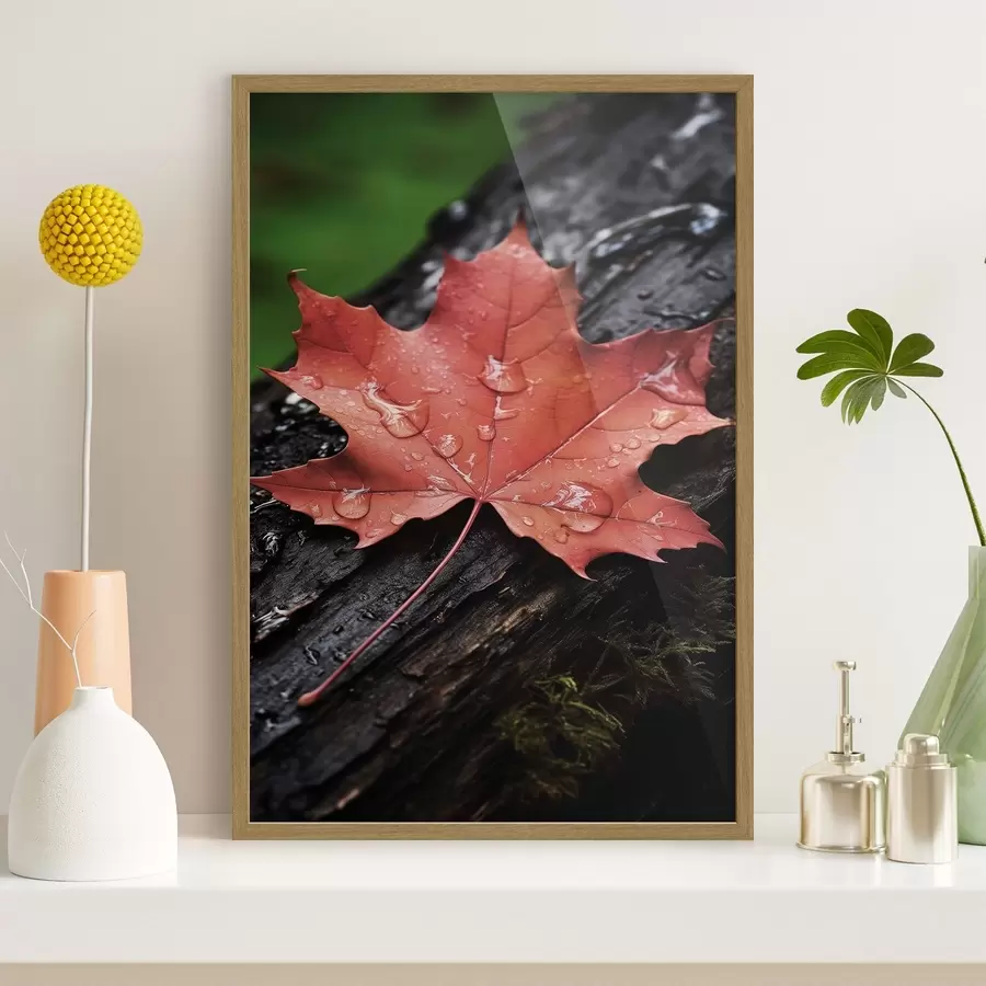 Fotobehang Karmozijnrood esdoornblad f50757