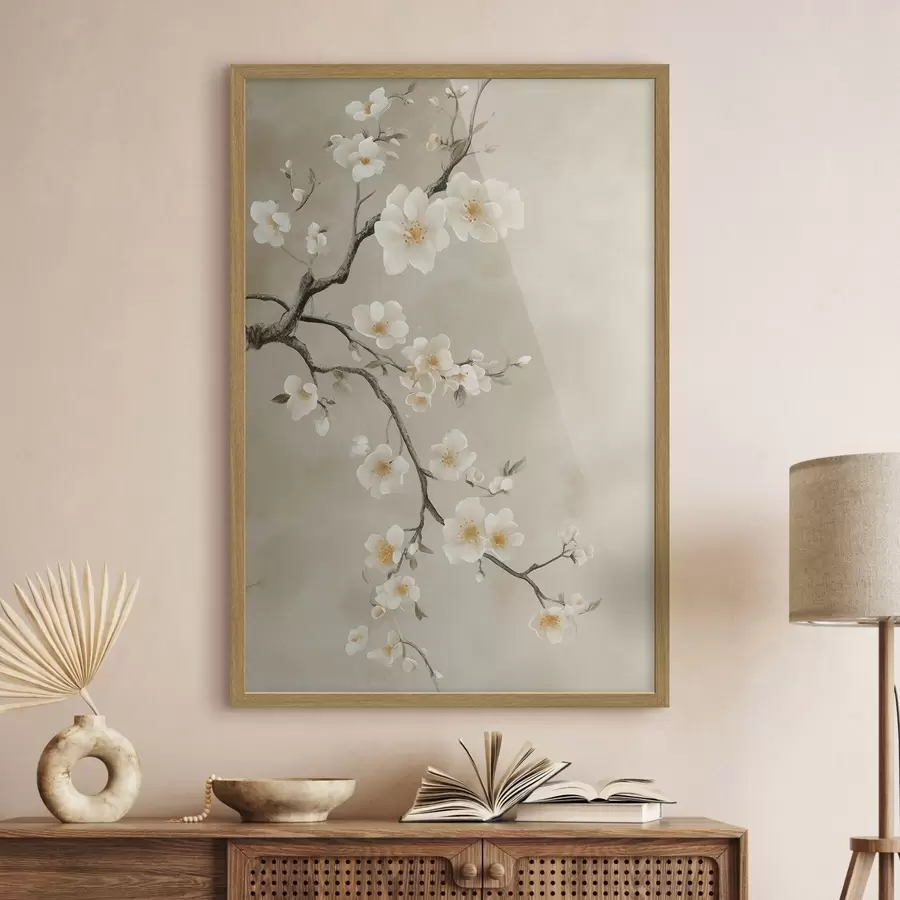 Fotobehang Bloeiende witte takken f50758
