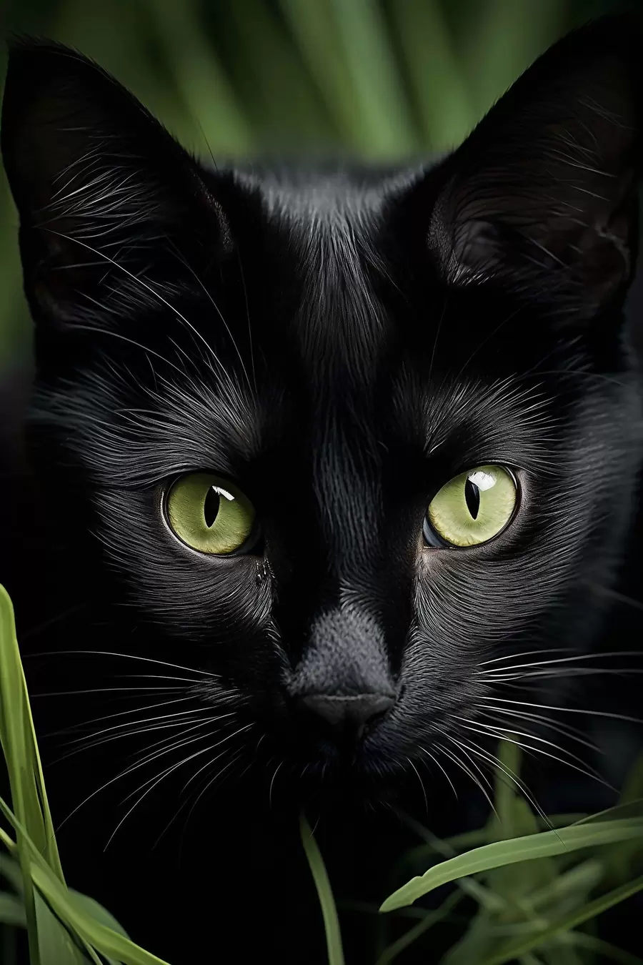 Fotobehang De blik van de zwarte kat in de tropen f50761