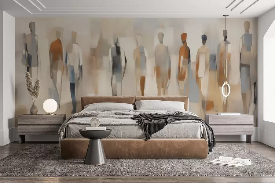 Fotobehang Abstracte menselijke silhouetten, imitatie van een schilderij w05944