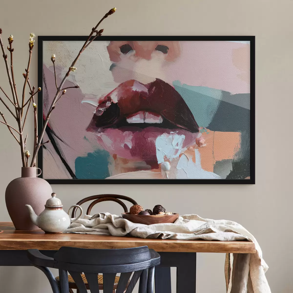 Poster Lippen met lippenstift f50896
