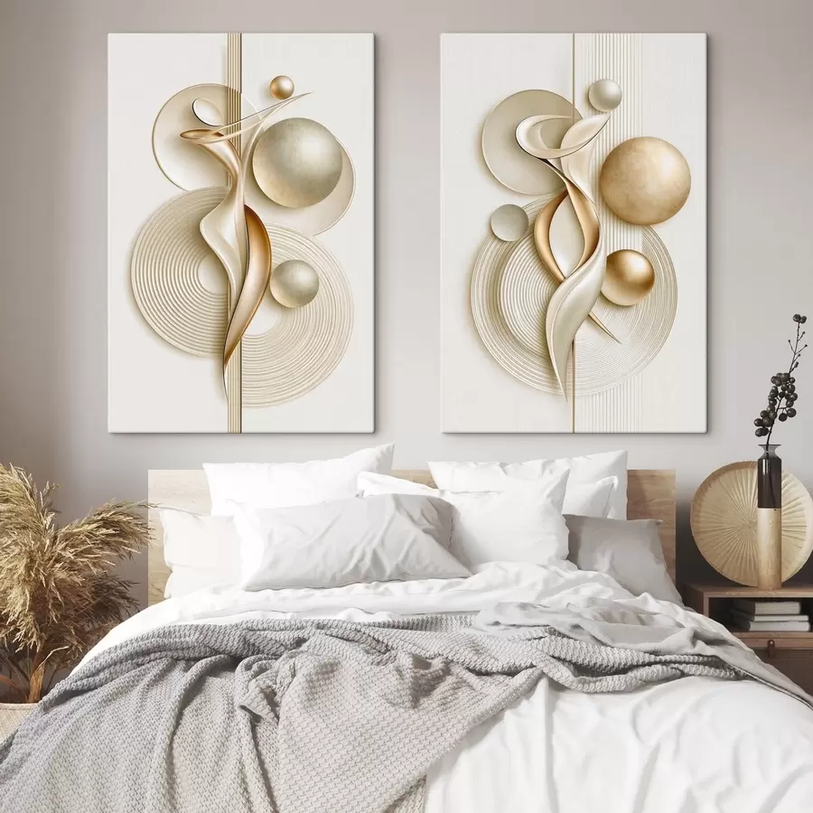  Schilderijen Elegante abstracte figuren met ballen m31034