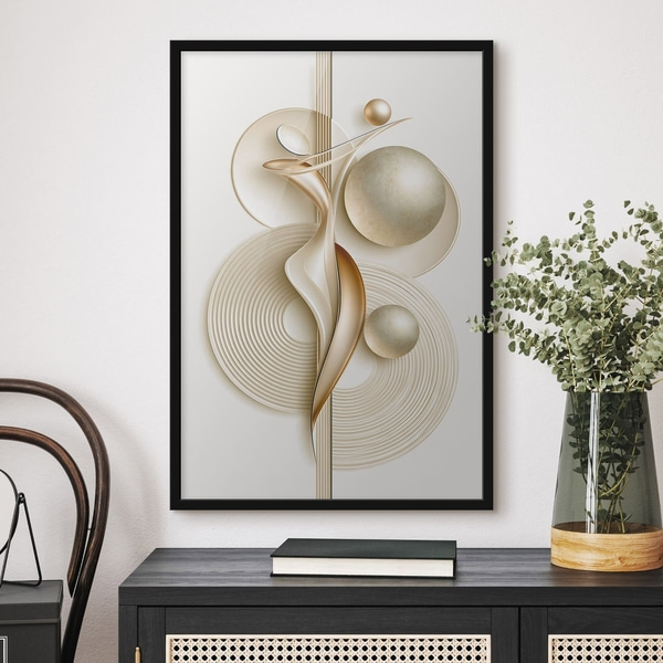 Poster Elegante abstracte figuur met ballen, Posters Abstract, f50859bk : Uwalls