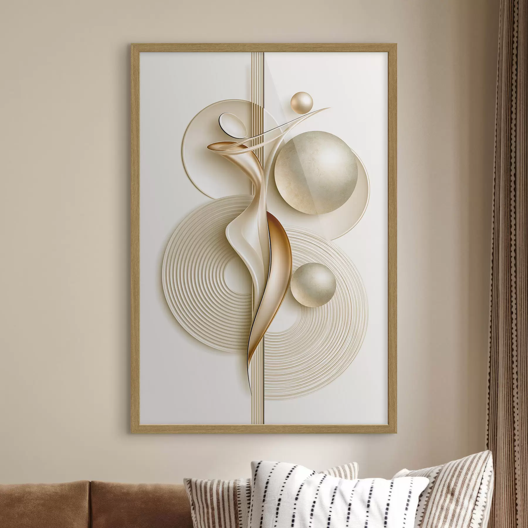 Fotobehang Elegante abstracte figuur met ballen f50859