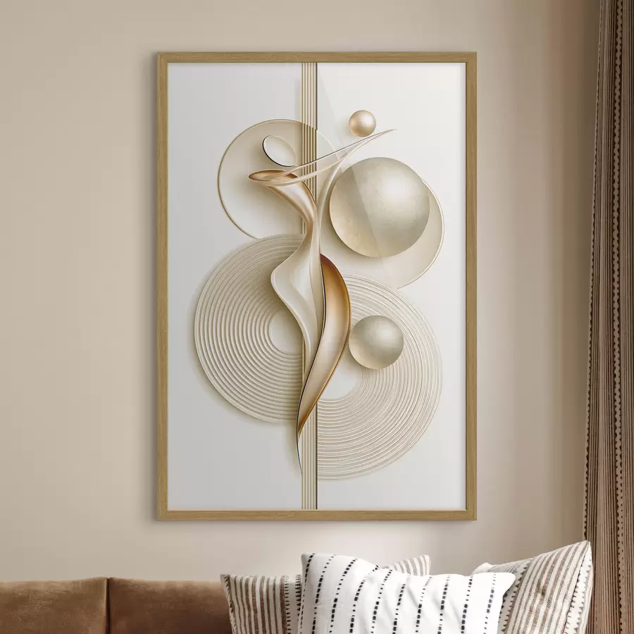 Fotobehang Elegante abstracte figuur met ballen f50859