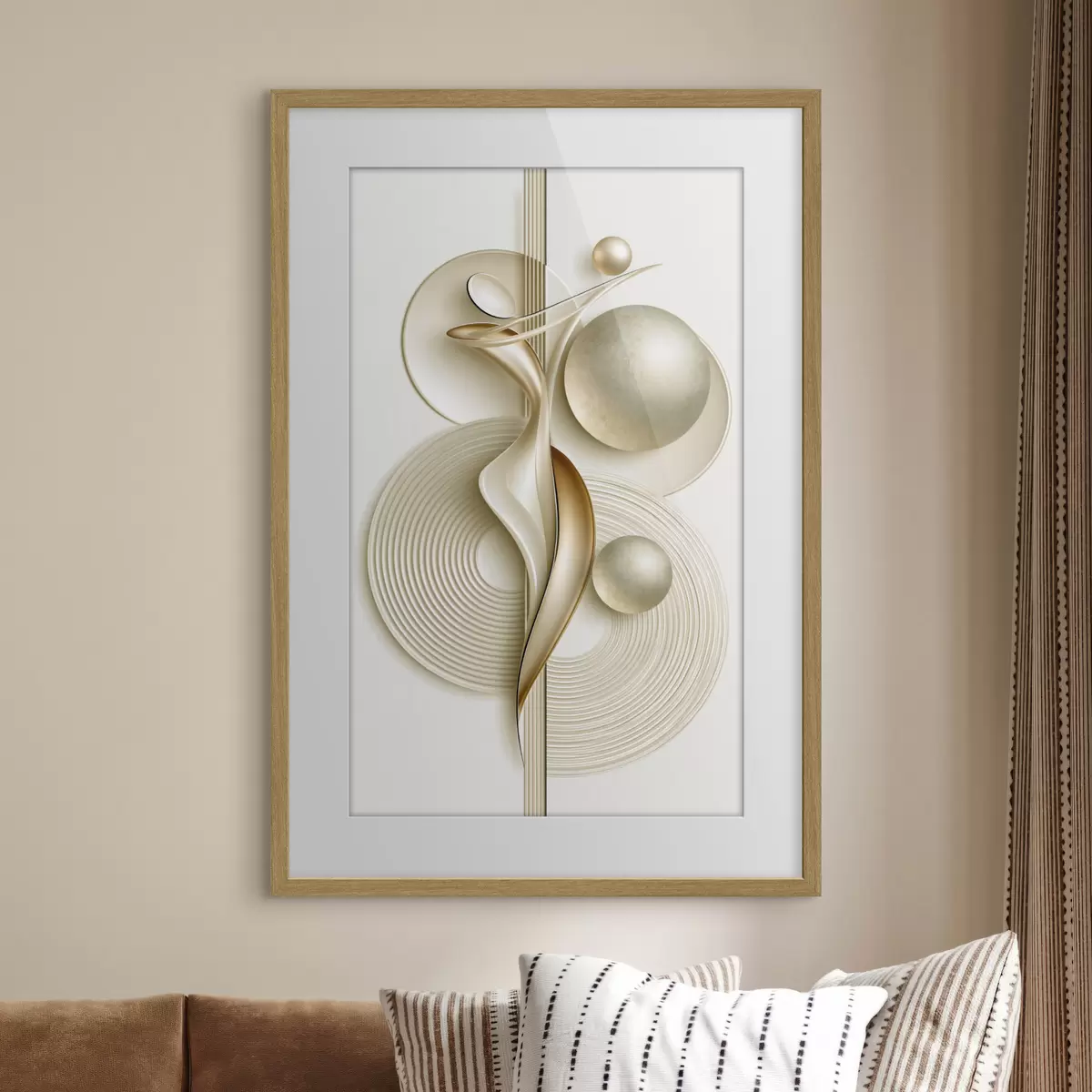 Poster Elegante abstracte figuur met ballen f50859