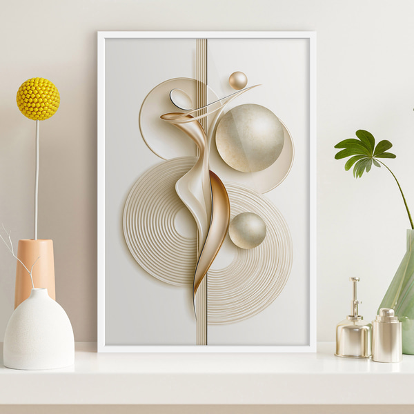 Poster Elegante abstracte figuur met ballen, Posters Abstract, f50859wh : Uwalls
