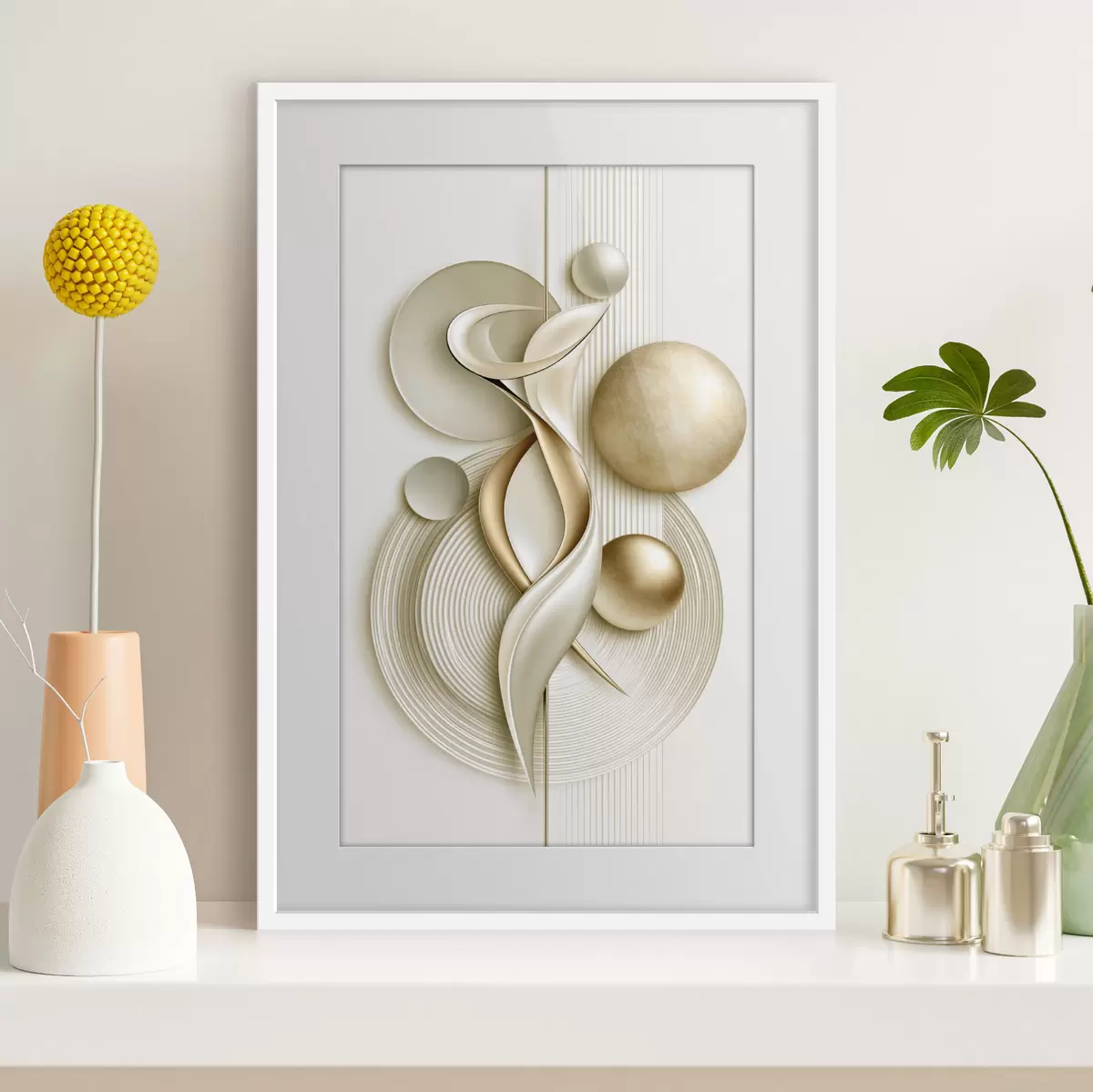 Poster Abstracte figuur met ballen f50860