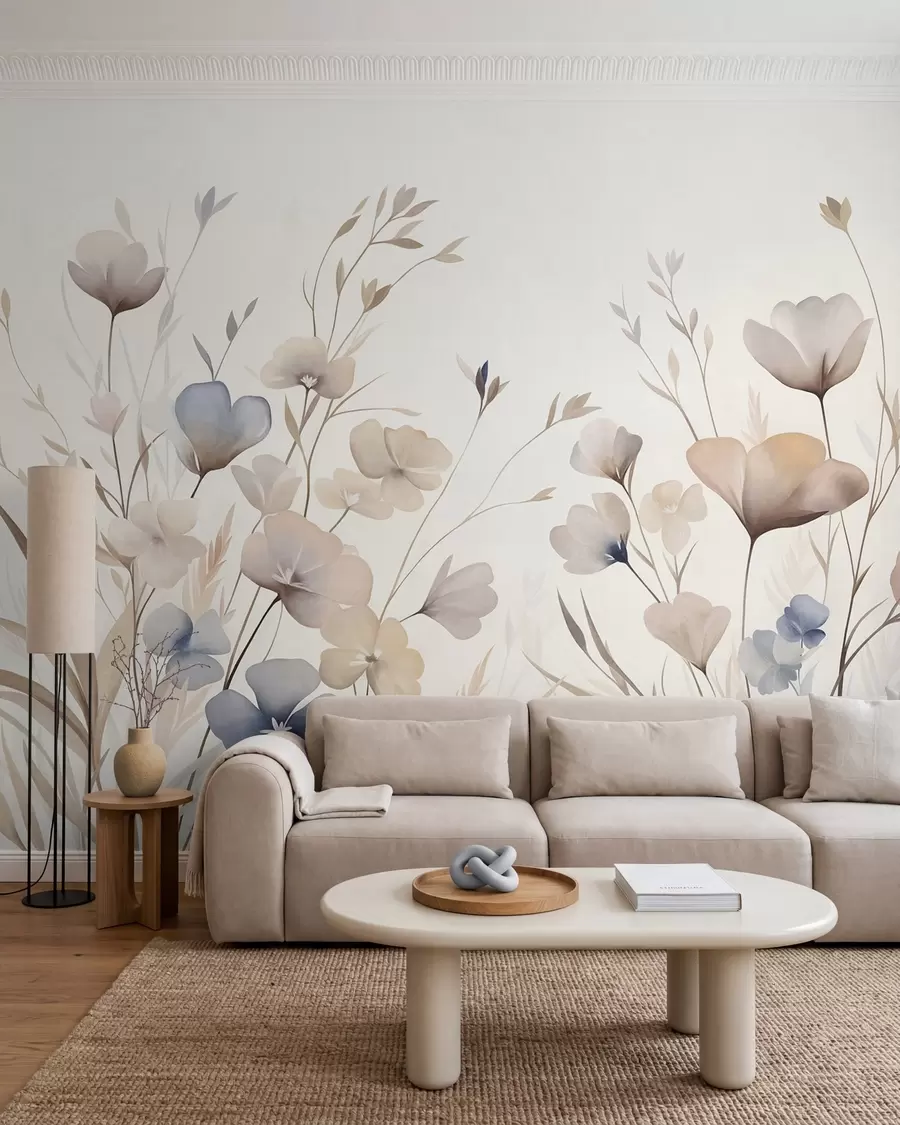 Fotobehang Veldbloemen in pastel w10065