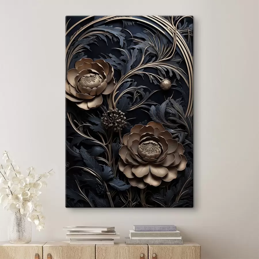  Schilderijen Reliefornament van brons met bloemen s50918