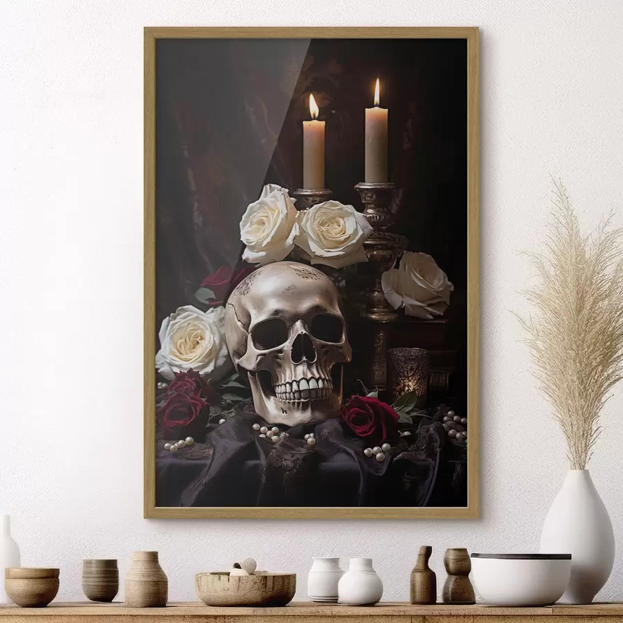Fotobehang Nachtelijk stilleven bij kaarslicht f50916