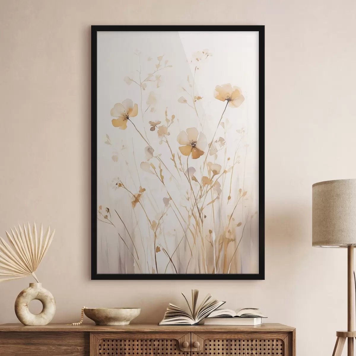 Poster Luchtige wilde bloemen in zonnestralen f50920