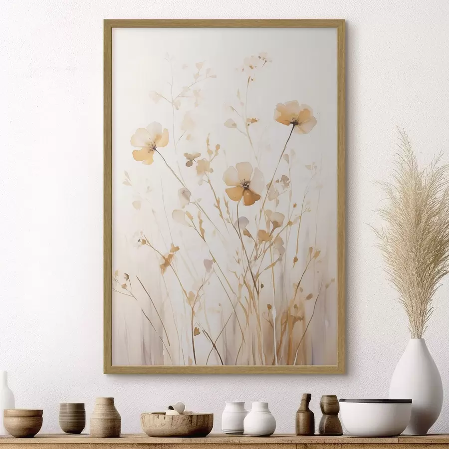 Fotobehang Luchtige wilde bloemen in zonnestralen f50920