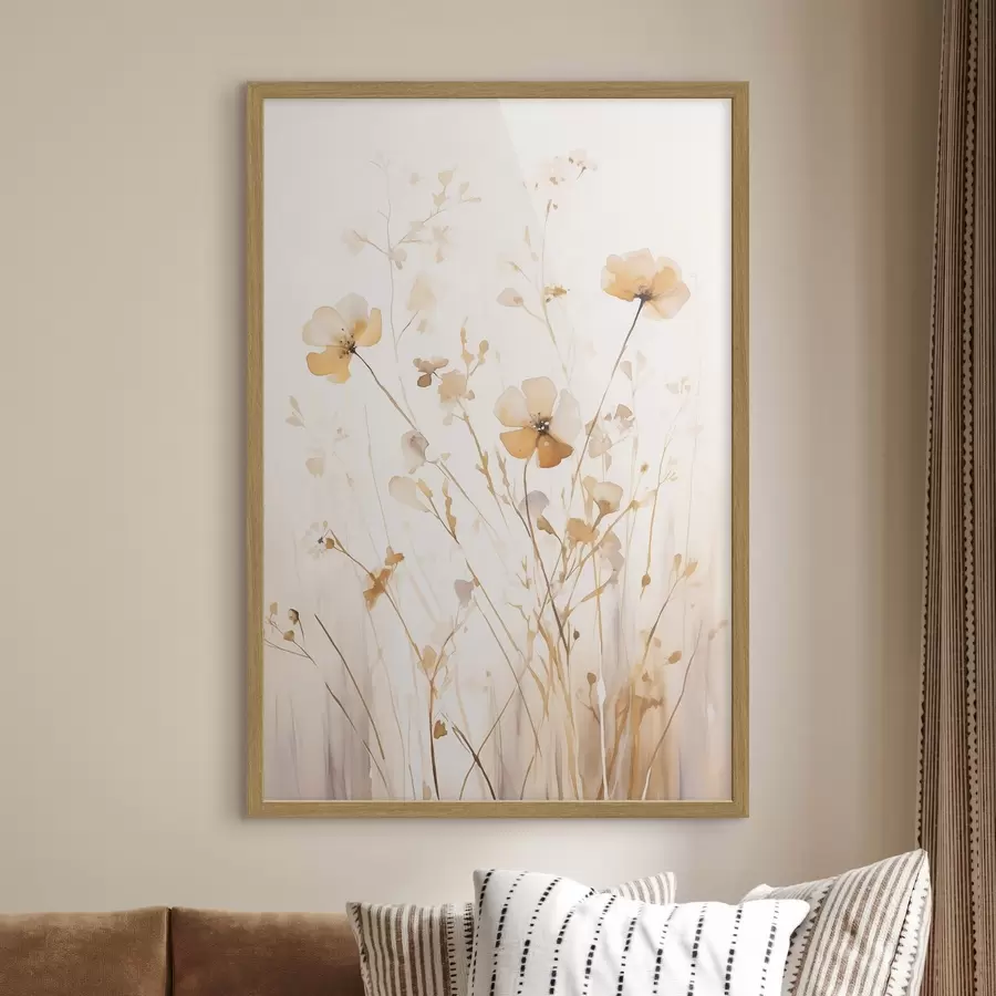 Fotobehang Luchtige wilde bloemen in zonnestralen f50920