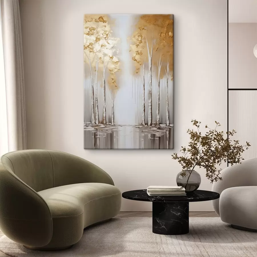  Schilderijen Bomen met een structuur en abstract gebladerte, moderne kunst s50953