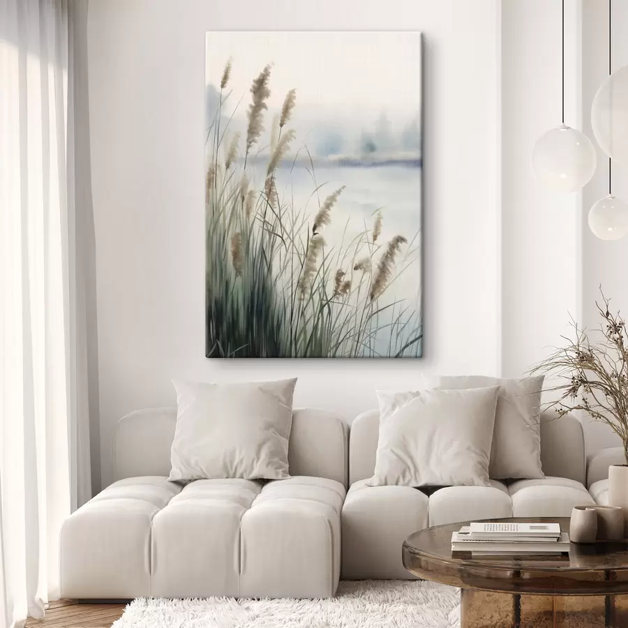  Schilderijen Hoog, pluizig pampasgras, een landschap met een mistige textuur s50963