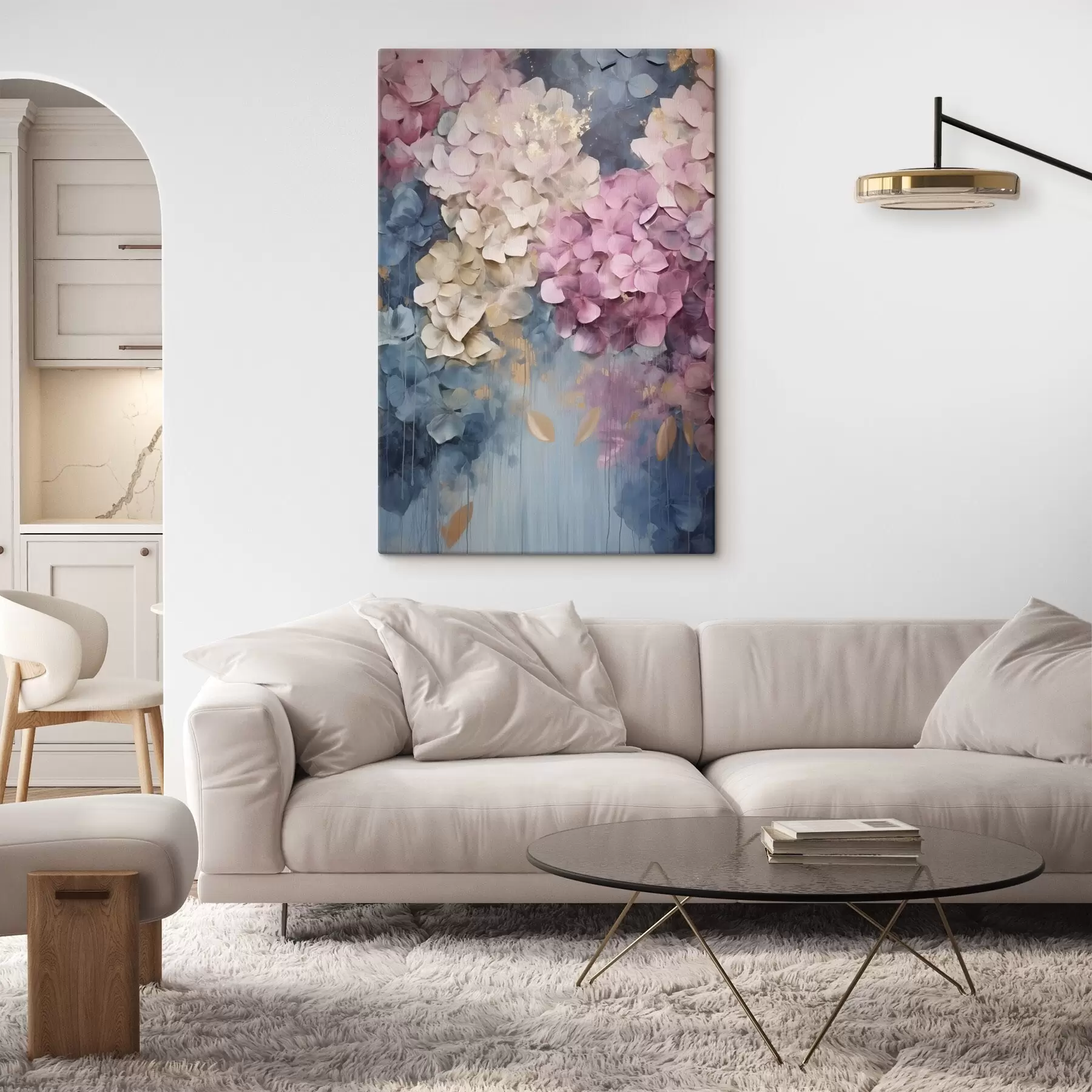  Schilderijen Hortensia’s tegen blauw s50967