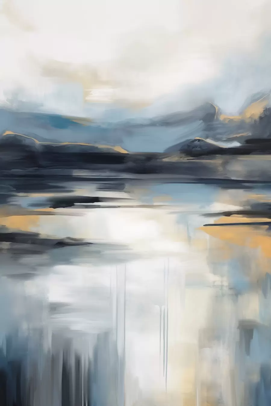 Fotobehang Abstrakt landschap met blauw, grijs en geel, in de stijl van een schilderij met textuur f50946