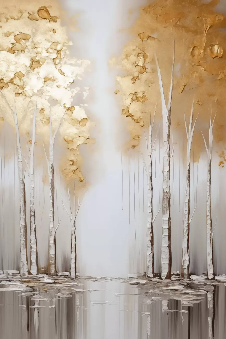 Fotobehang Bomen met een structuur en abstract gebladerte, moderne kunst f50953