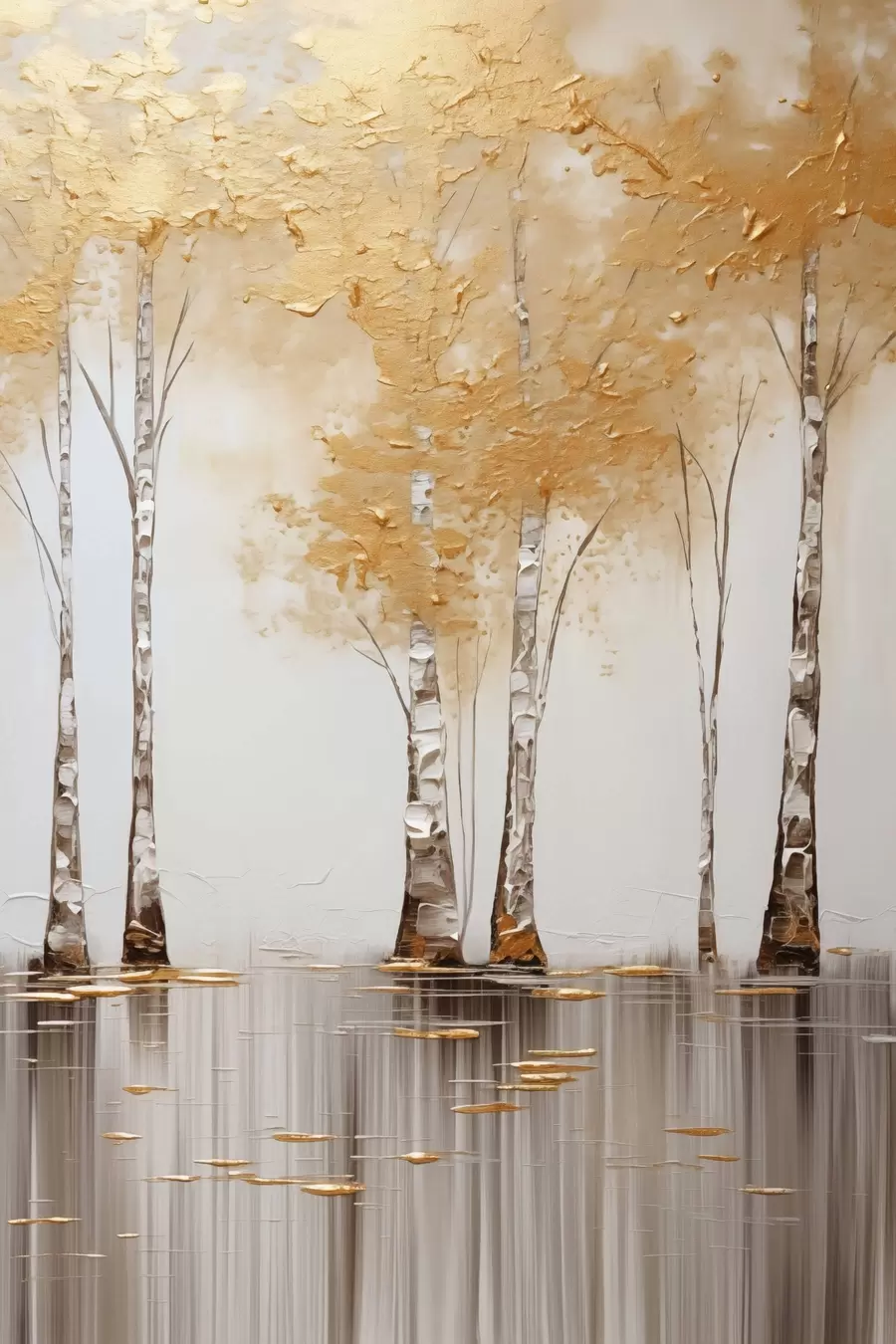 Fotobehang Bomen met een structuur en abstract gebladerte, moderne kunst f50954
