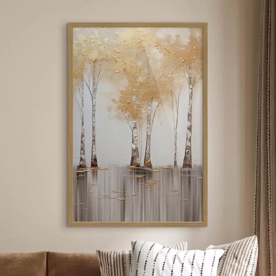 Fotobehang Bomen met een structuur en abstract gebladerte, moderne kunst f50954