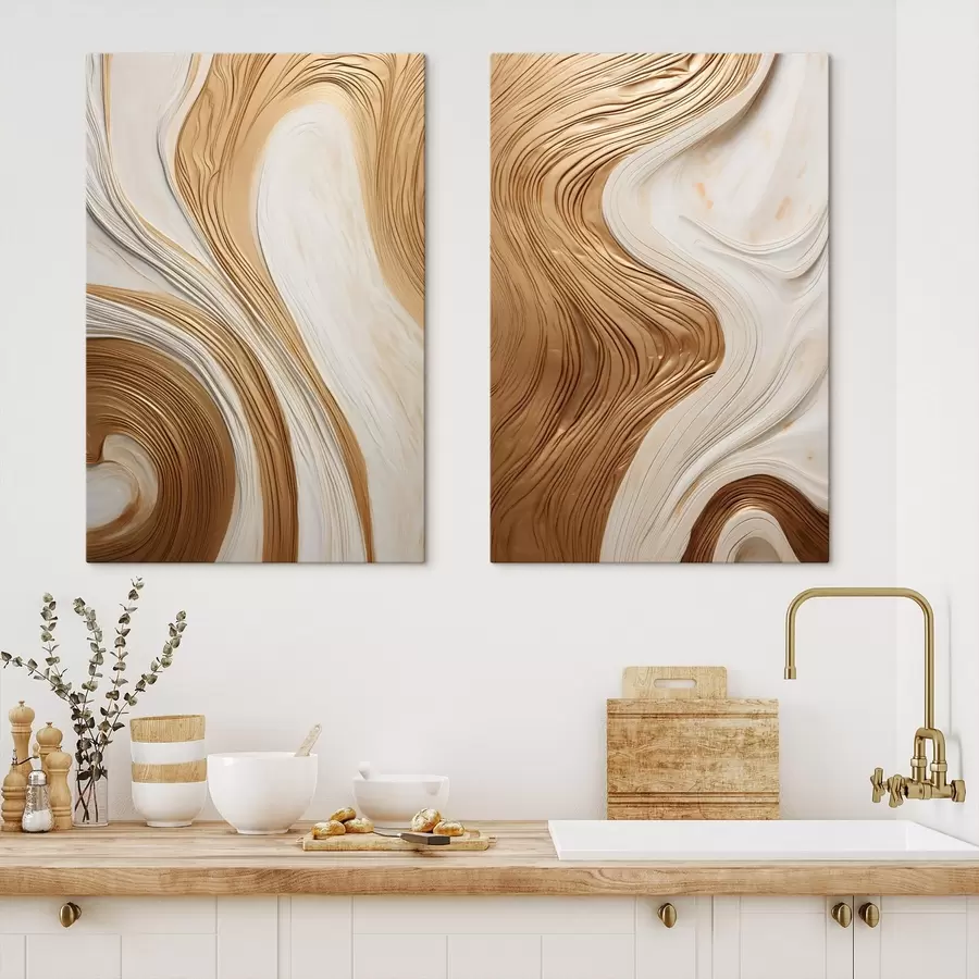  Schilderijen Abstracte wervelende lijnen die een kunstwerk met textuur en een moderne, minimalistische uitstraling creëren m31047